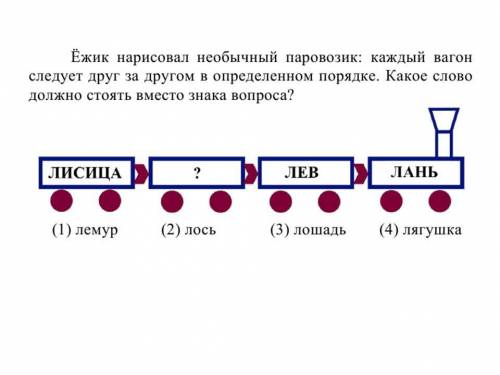 Какое слово должно стоять вместо знака вопроса: лань-лев-?-лисица?