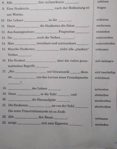 Trennbare/ untrennbare Verben 8. Setzen Sie das verb com Rand als Pradikat in der satz ein!