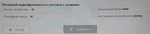 Послугай аудиофрагменты и соотнеси с жанрами картинка вон внизу ​