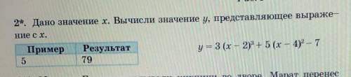 2*. Дано значение х. Вычисли значение у, представляющее выражение с х Работа в python