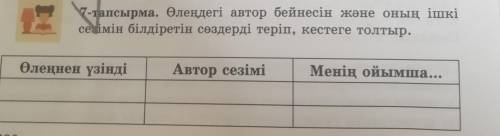 Өлеңдегі автор бейнесін және оның ішкісезімін білдіретін сөздерді теріп, кестеге толтыр. ​