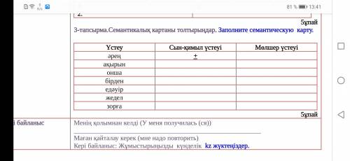 3-тапсырма.Семантикалық картаны толтырыңдар. Заполните семантическую карту. Үстеу Сын-қимыл үстеуі М