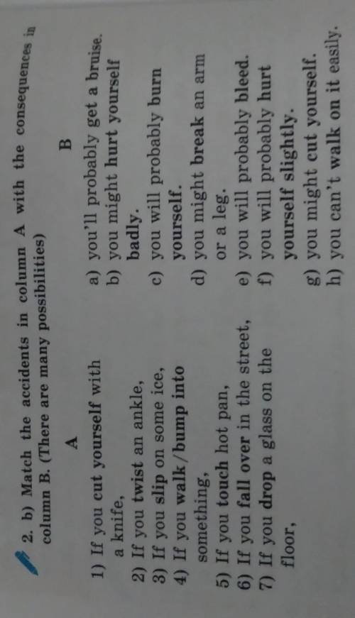 2. Match the widenta in column with the column B. There are many possibilities)1) If you cut yoursel