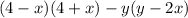 (4-x)(4+x)-y(y-2x)