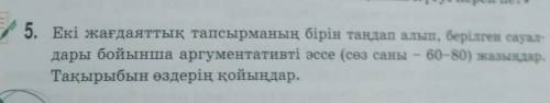 5. Екі жағдаяттық тапсырманың бірін таңдап алып, берілген сауал- дары бойынша аргументативті эссе (с