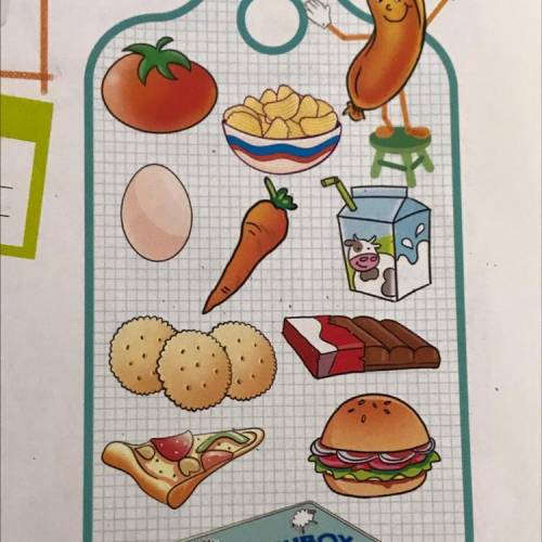 20 What is there in your lunchbox? Choose 4 food items. Tell the class. There's a burger, a carrot,