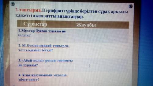 Перифраз түрінде берілген сұрақ арқылы қажетті ақпаратты анықтаңдар.