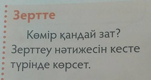 Зертте Көмір қандай зат?Зерттеу нәтижесін кестетүрінде көрсет. КӨПЕКТЕСІҢДЕРШІ БУГІНГІ КАЗЫР КЕРЕК ​