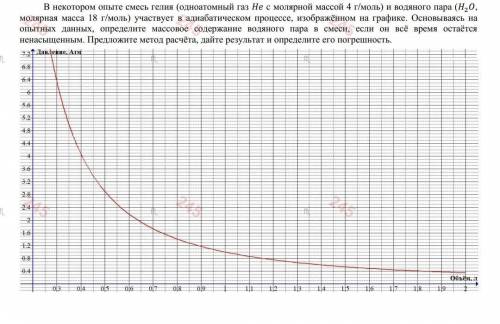 смесь гелия и водяного пара участвует в адиабатическом процессе изображённом на графике Основываясь