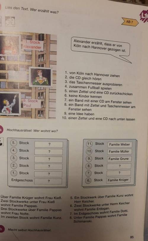 6a Hochhausrätsel: Wer wohnt wo?5. Stock?11. Stock Familie Weber4. Stack210. StockFamile Muller3. St