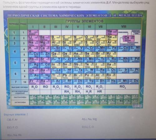 Пользуюсь фрагментом периодической системы химических элементов Д.И. Менделеева, выберите ряд элемен