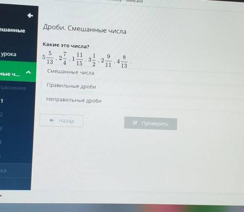 Какие это числа? 5 7 11 15,2 1 313 4 15 2921184.131Смешанные числаПравильные дробииеНеправильные дро