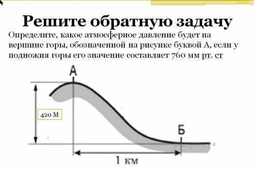 Решите обратную задачу Определите, какое атмосферное давление будет на вершине горы, обозначенной на