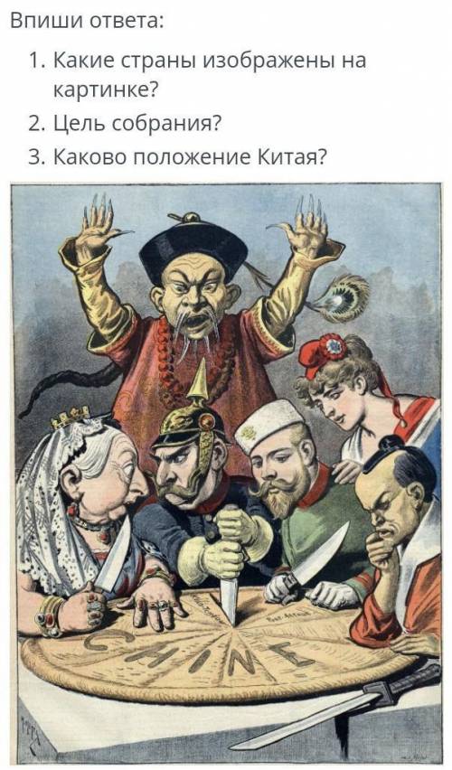 Впиши ответы. 1. какие страны изображены на картинке?2. цель собрания?3. какого положение Китая?​