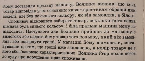 Розв'яжіть юридичну ситуацію, спираючись на статті Закону України Про захист прав споживачів