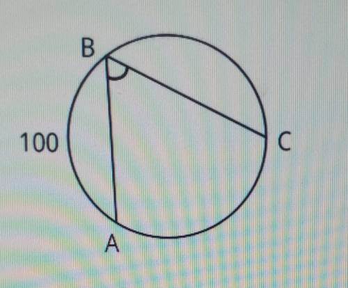 На окружности отмечены точки a b и c найдите угол bас если дуга AB равна 100 градусам а угол ABC рав