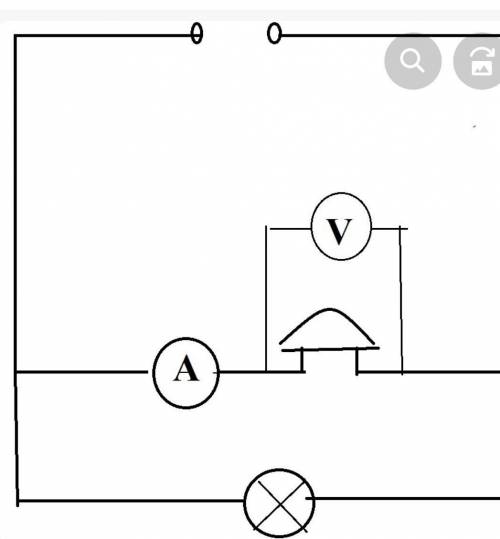 На каком участке цепи, в которой работают электролампа и звонок, надо включить амперметр и вольтметр