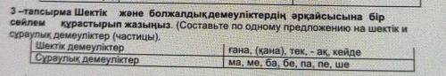 3-тапсырма Шектiк және болжалдық демеуліктердің әрқайсысына бір сөйлем құрастырып жазыңыз. (Составьт