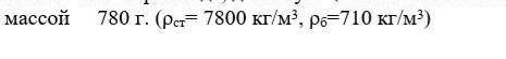 рассчитайте значение силы Архимеда, действующей полностью погруженный в бензин стальной брусок массо