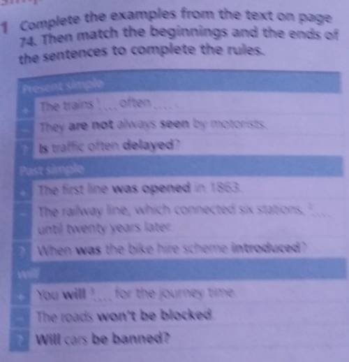 74. Then match the beginnings and the ends ofthe sentences to complete the rules.Present simpleThe t