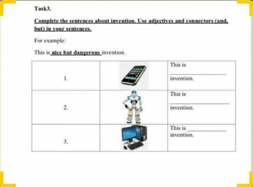 Task3. Complete the sentences about invention. Use adjectives and connectors (and.but) in your sente