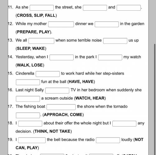 Fill in the correct form of the PAST TENSE (Simple or Progressive)