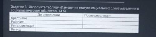 Задание 3. Заполните таблицу «Изменение статуса социальных слоев населения в социалистическом общест