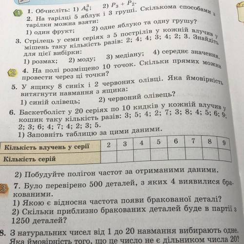 Баскетболіст 20 серіях по 10 кидків у кожній влучив у кошик таку кількість разів: 3; 5; 4; 2; 7; 3;