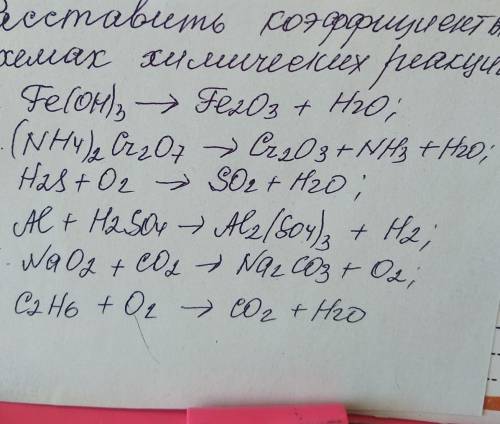 Расставьте коэффициенты в схемах химических реакций. ОТВЕТЬТЕ УЖЕ КТО ТО