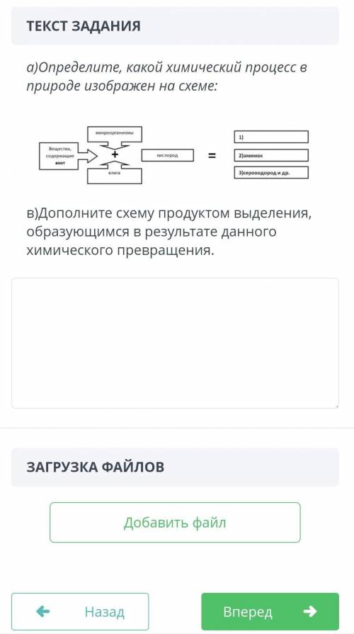 ТЕКСТ ЗАДАНИЯ а)Определите, какой химический процесс в природе изображен на схеме:￼в)Дополните схему