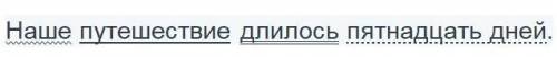 Сделайте синтаксический разбор предложения: Наше путешествие длилось пятнадцать дней.