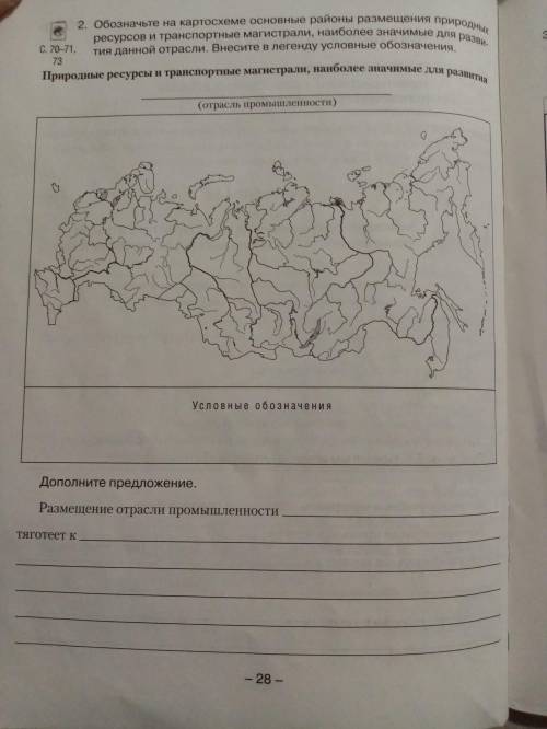 Обозначить на картосхеме природные ресурсы и транспортные магистрали наиболее значимые для развития