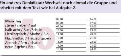 Ein adress Denk Diktat: Wechselt jetzt eure Arbeitgruppe und arbeitet mit dem text wie bei Aufgabe 2