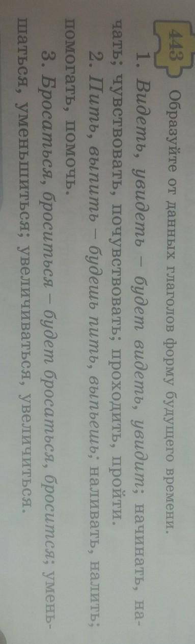 Образуйте от данных глаголов форму будущего времени упр 443​