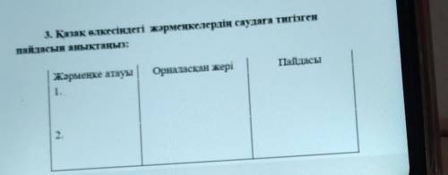 3. Қазақ өлкесіндегі жәрмеңкелердің саудаға тигізген пайдасын анықтаңыз:ПайдасыЖәрмеңке атауыОрналас