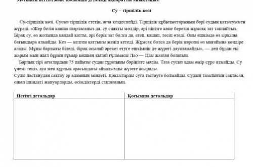 Мәтіннен негізгі және қосымша детальді ақпаратты анықтаңыз айтынш​