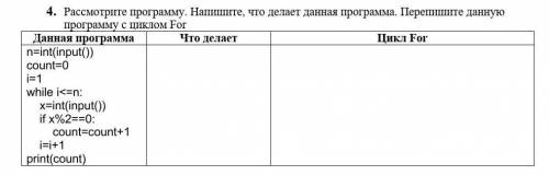 Рассмотрите программу. Напишите, что делает данная программа. Перепишите данную программу с циклом F