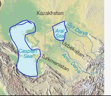 Задание 4 Подпиши название Каспийского и Аральского морей, озеро Балхаш на контурнойкарте и раскрась