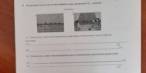 8. На рисунке (а) за тело отсчета принята гора; на рисунке (b) — мальчик. Тело отсчета(9)(0)(а) Опре