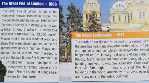 Read the title and the headings. What do you know about these two disasters? How are the buildings i