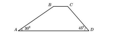 В трапеции ABCD, показанной на рисунке AD // BC, BC = 2 см, AB = 4 см, ∠BAD = 30 °, ∠CDA = 45 °. Най