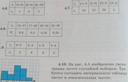 Найдите среднее значение, дисперсию и стандартное отклонение выборки, данных в упражнениях 4.6-4.10.