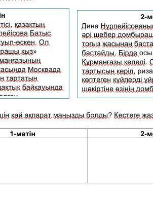 Сен үшін қай ақпарат маңызды болды? Кестеге жаз1-мәтін2-мәтін​