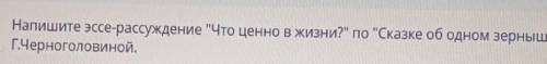 Напишите эссе-рассуждение Что ценнов жизни? по Сказке об одномзернышке ​
