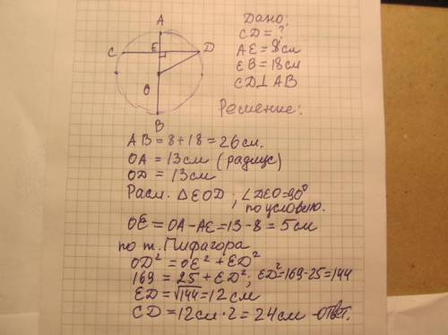 Хорда перпендикулярна до діаметра кола, ділить його на відрізки, довжини яких відносяться як 1:9. Зн