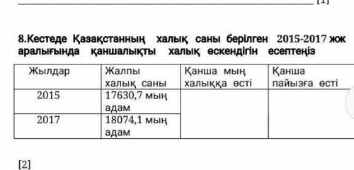 Кестеде Қазақстанның халық саны берілген 2015-2017 жж аралығында қаншалықты халық өскендігін есептең