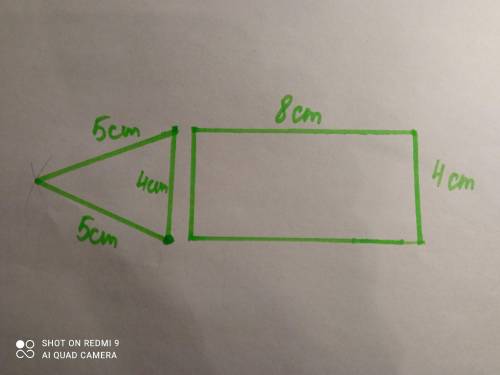 Начерти прямоугольник,ширина которого равна меньшей стороне треугольника.Длинну выбери самостоятельн