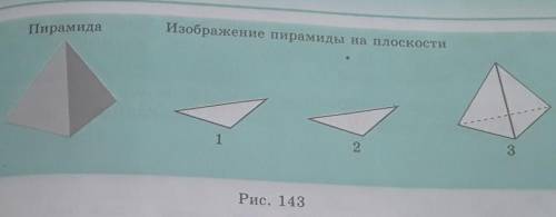150. Сколько ребер пирамиды при изображении его на плоскости являются видимыми”, сколько невидимым
