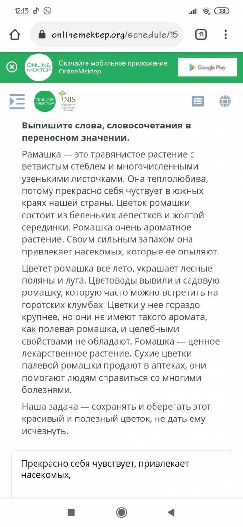 Выпишите словосочетания в переносном значении. Рамашка-это... И отмечу за самое лучшее, если будет