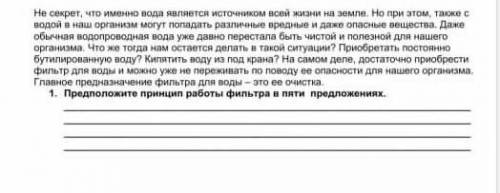 1. Предположите принцип работы фильтра в пяти предложениях.​